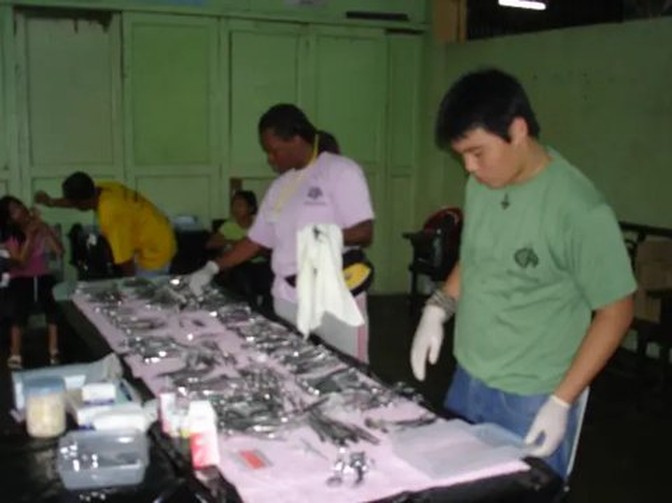 Dental instruments prepared during an ARMS clinic.
